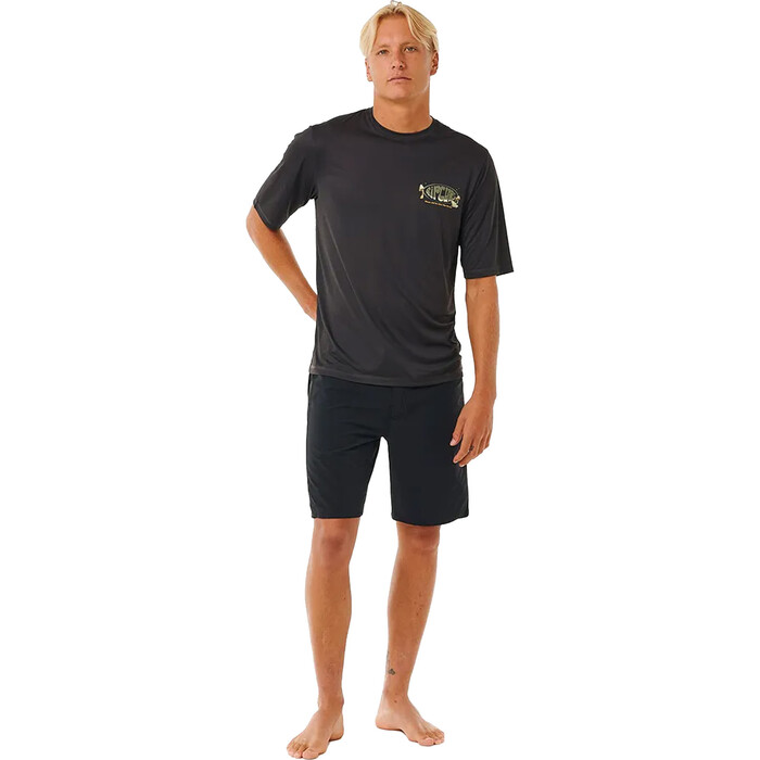 Rip Curl Hombres Surflite 2024 Mason Pipe Chaleco De Lycra UPF 14XMRV - Washed Black